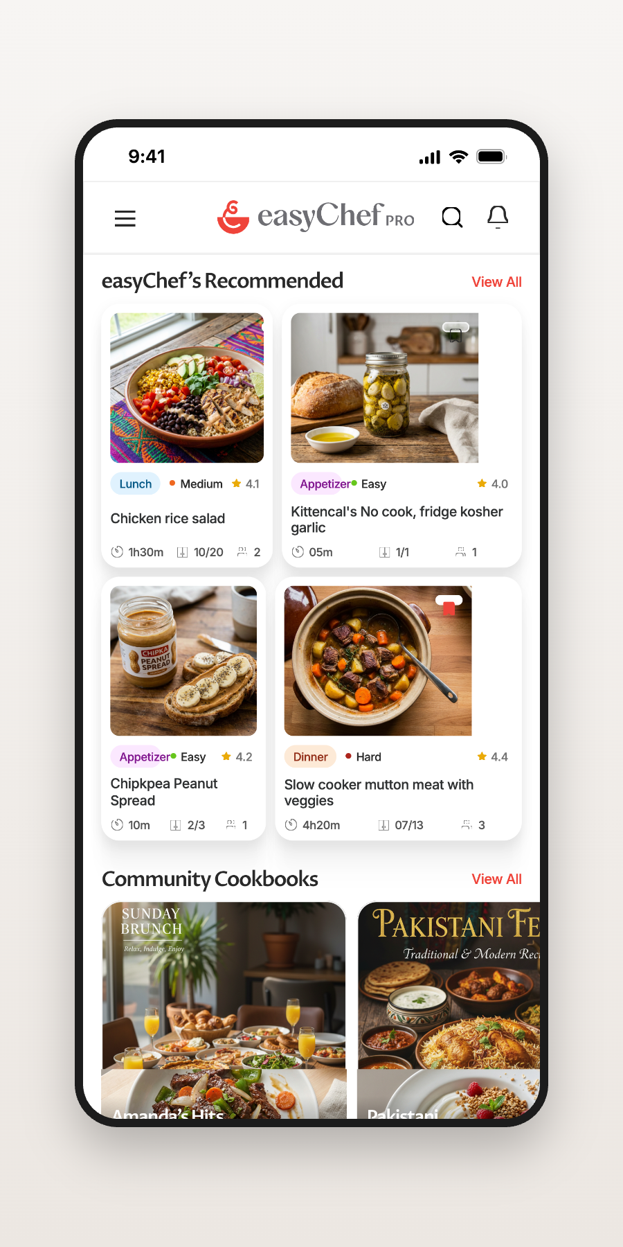 easyChef Pro — app recipes